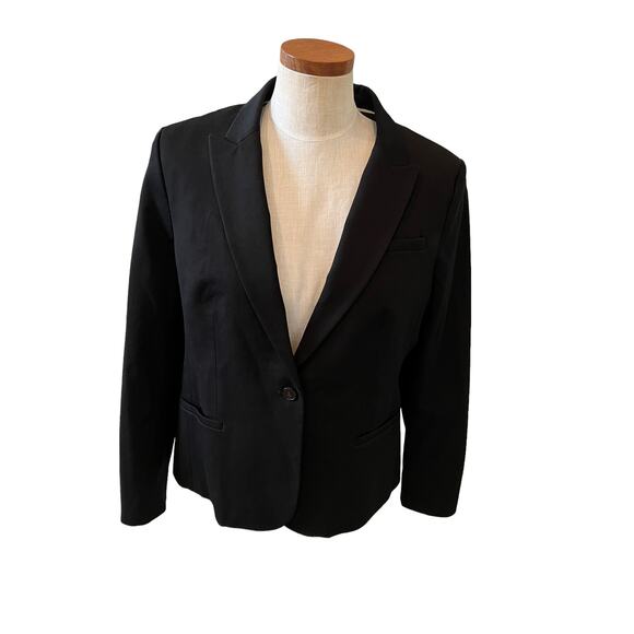 Banana Republic Tailored Cotton Blazer Black 14 - Picture 1 of 6
